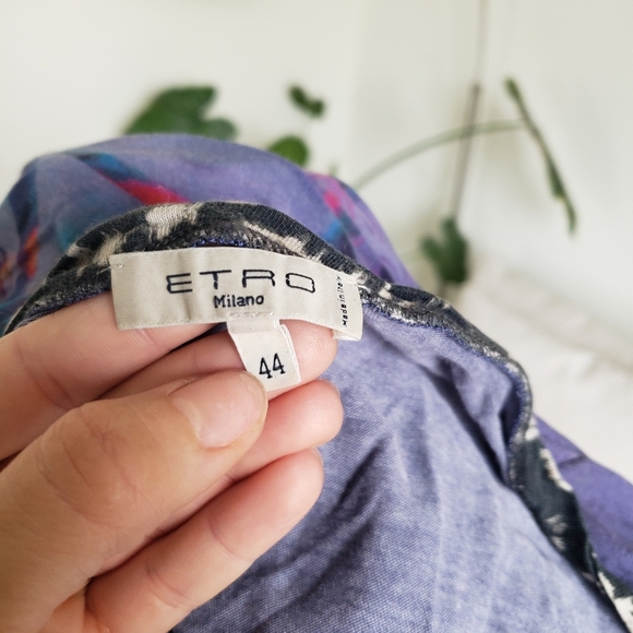 Etro Purple Sheer Printed V Neck Shirt Dress - Picture 7 of 9